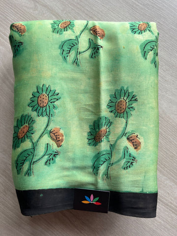 Natural Dye Hand block Printed Modal Silk Saree -27717