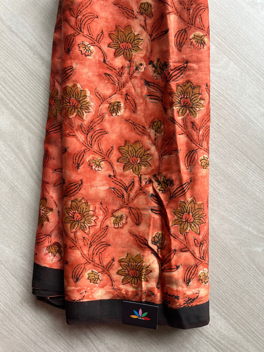 Natural Dye Hand block Printed Modal Silk Saree -27718