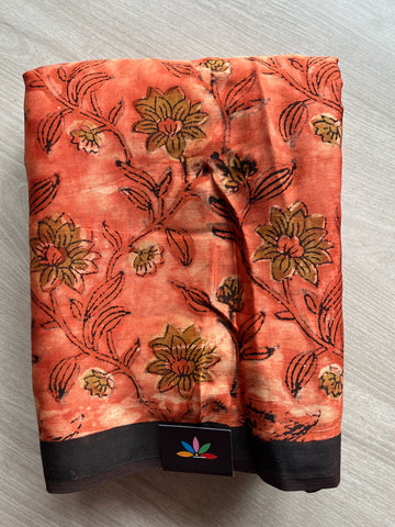 Natural Dye Hand block Printed Modal Silk Saree -27718