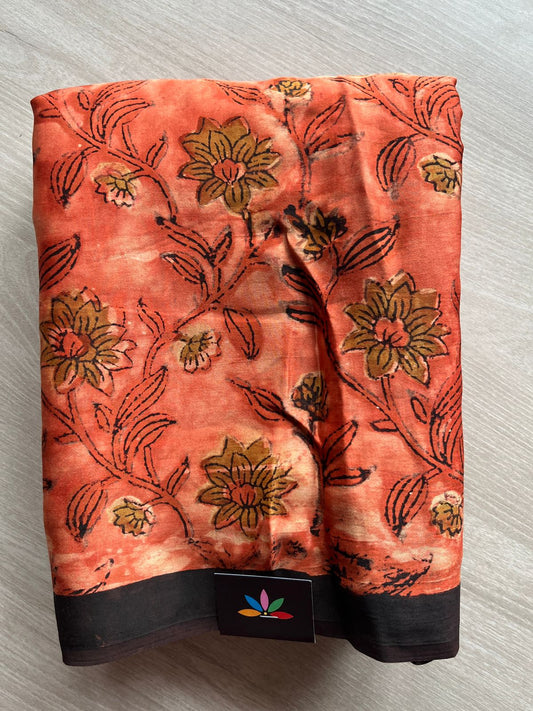 Natural Dye Hand block Printed Modal Silk Saree -27718