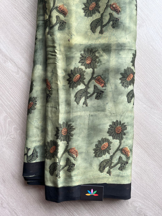 Natural Dye Hand block Printed Modal Silk Saree -27719