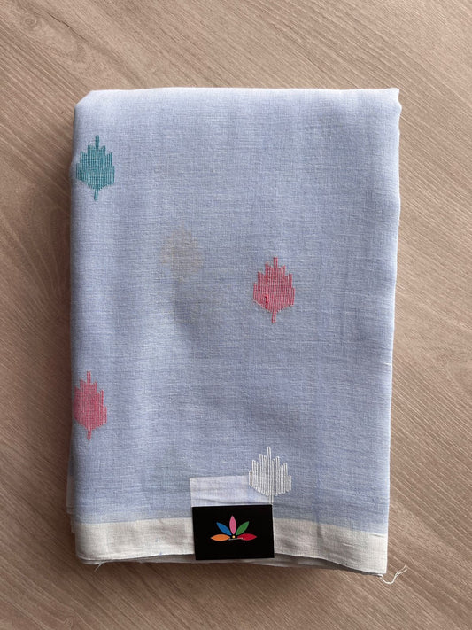 Light Gray Handloom Bengal Soft Cotton Jamdani Saree -27810