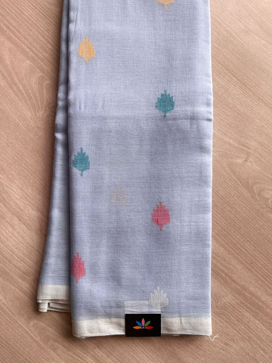 Light Gray Handloom Bengal Soft Cotton Jamdani Saree -27810