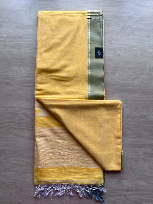 Contrast Border Handloom Bengal Soft Cotton Jamdani Saree -27811