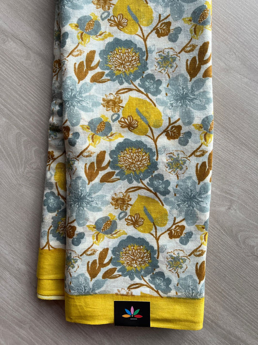 Printed Slub Cotton Saree -27813