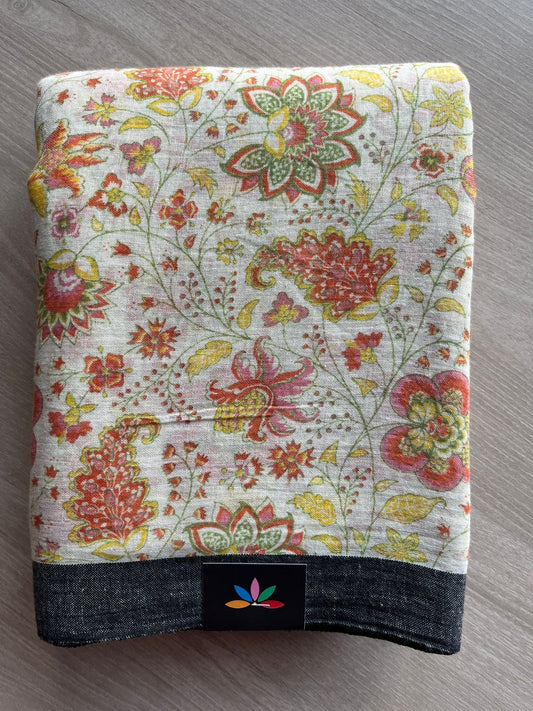 Printed Slub Cotton Saree -27814