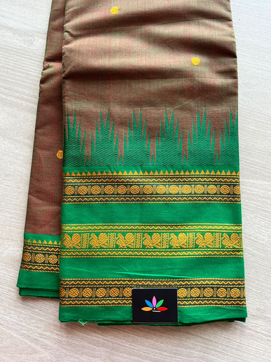 All over Butta Long Border Chettinad Cotton Saree-2788