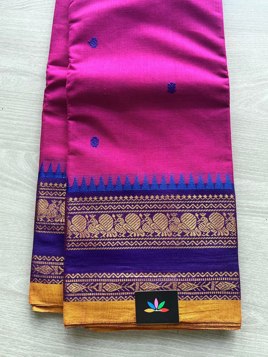 All over Butta Long Border Chettinad Cotton Saree -2792