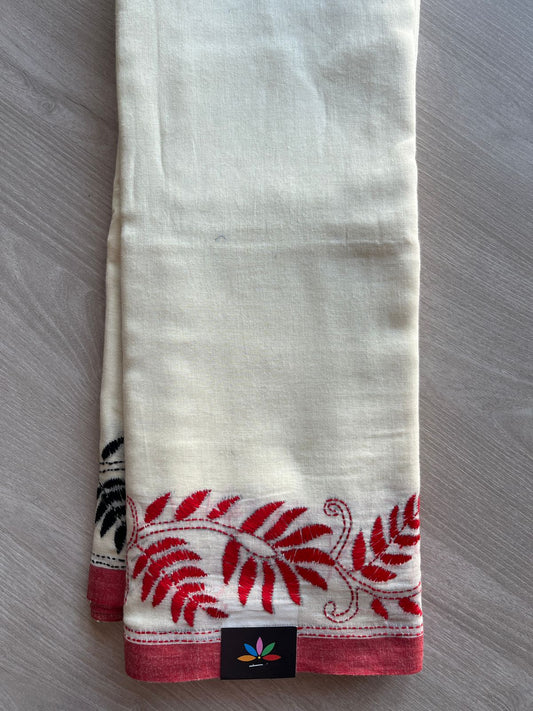 Kantha Stitch Cotton Saree - 27926