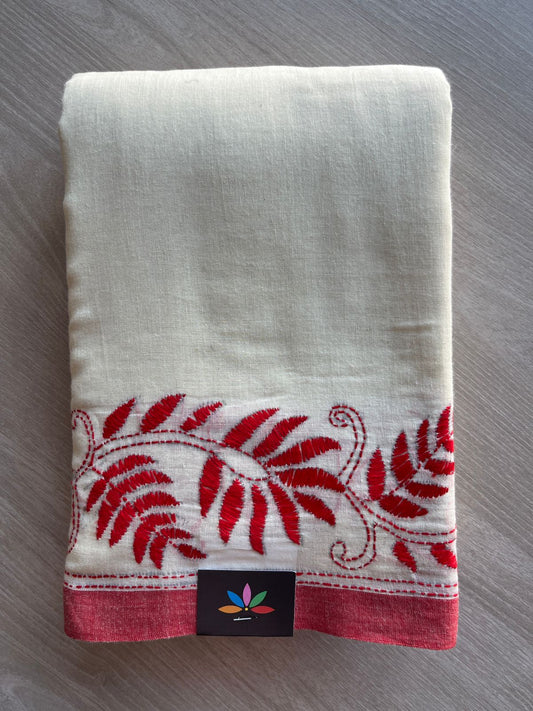 Kantha Stitch Cotton Saree - 27926