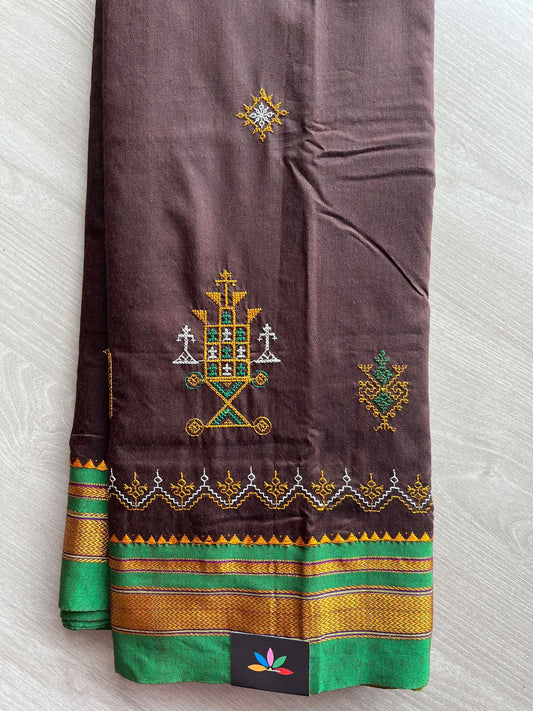 Ilkal Border Kasuti Machine Embroidered Art Silk Saree -27963