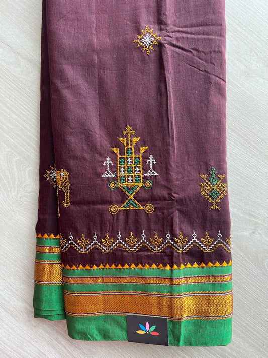 Ilkal Border Kasuti Machine Embroidered Art Silk Saree -27965