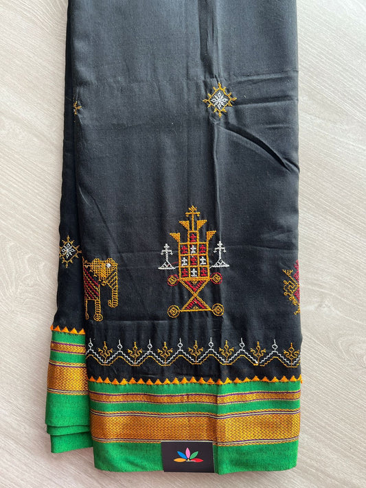 Ilkal Border Kasuti Machine Embroidered Art Silk Saree -27967