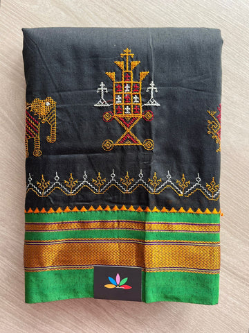 Ilkal Border Kasuti Machine Embroidered Art Silk Saree -27967