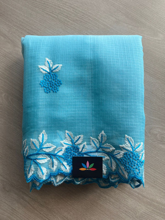 Cutwork Border Embroidered Kota Saree with Blouse- 27974-27975