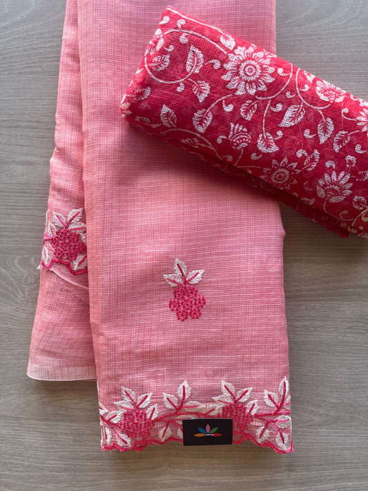 Cutwork Border Embroidered Kota Saree with Blouse- 27984-27985