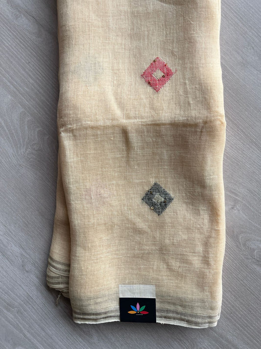 Handloom Premium Linen Jamdani Saree-27996