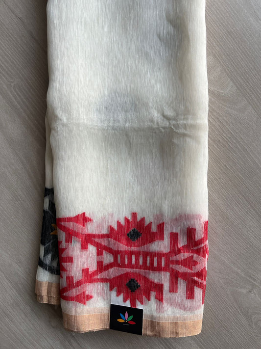 Handloom Silk Linen Jamdani Saree -27997