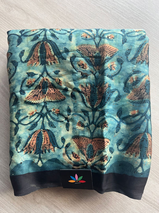 Natural Dye Hand block Printed Modal Silk Saree -28090