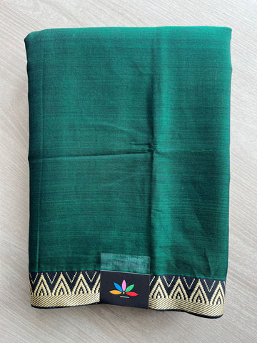 Forest Green Temple Border Narayanpet Mercerized Cotton Saree -28132