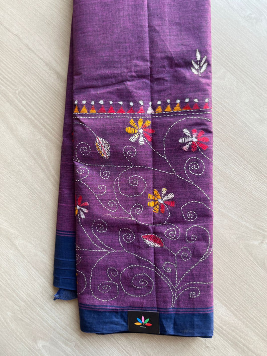 Kantha Stitch Cotton Saree -28172