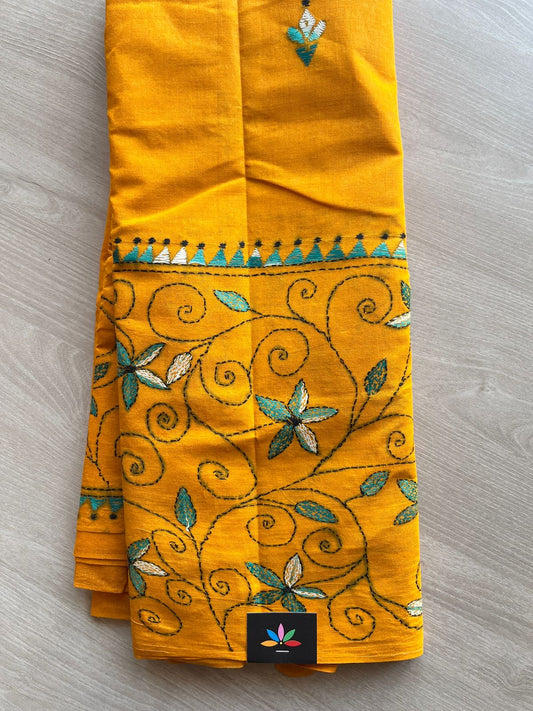 Kantha Stitch Cotton Saree -28174