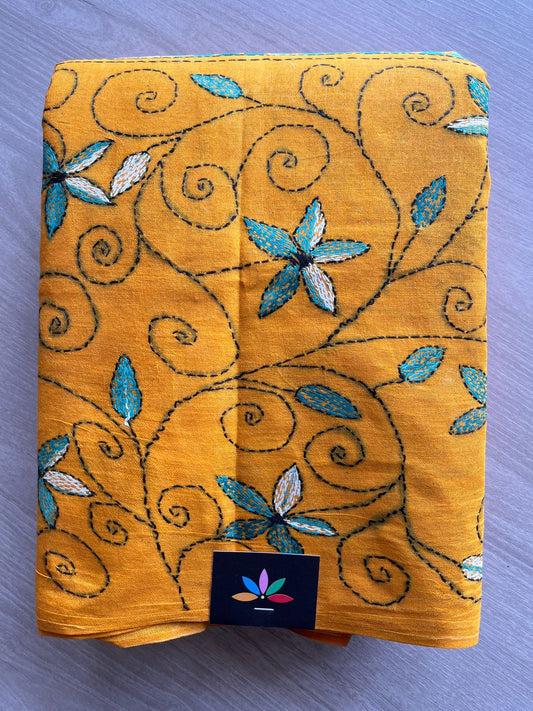 Kantha Stitch Cotton Saree -28174