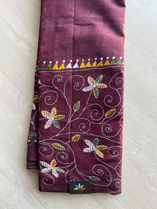 Kantha Stitch Cotton Saree -28175
