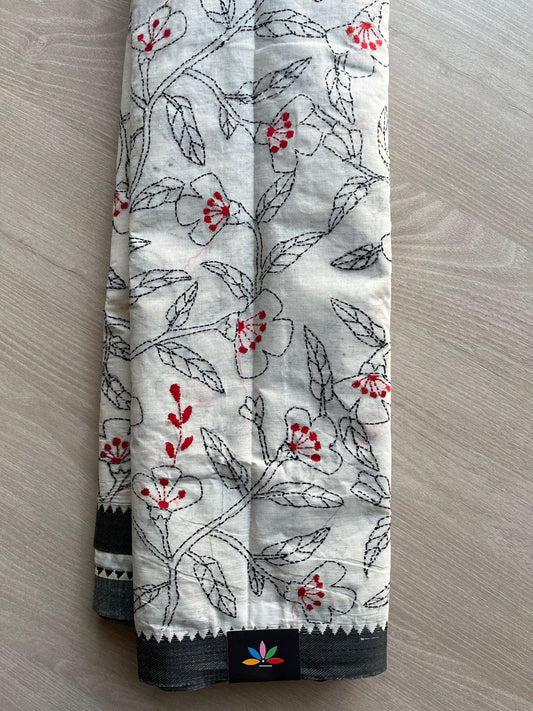 Kantha Stitch Cotton Saree (without Blouse) -28182