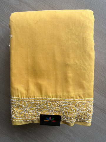 Hand Embroidered Voile Cotton Saree - 28345