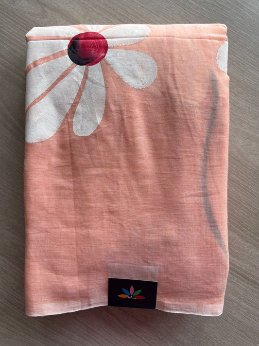 Hand Brush Printed Feather Light Mul Cotton Saree - 28435