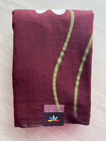 Hand Brush Printed Feather Light Mul Cotton Saree - 28436-28437