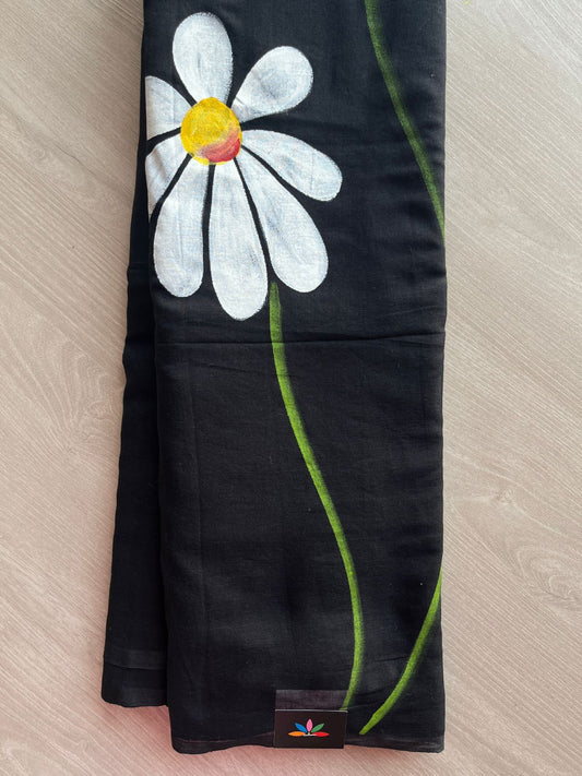 Hand Brush Printed Feather Light Mul Cotton Saree - 28446-28447