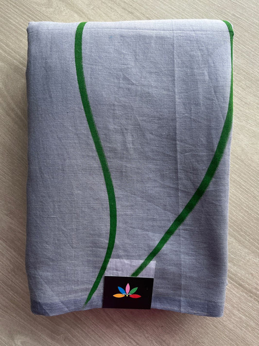 Hand Brush Printed Feather Light Mul Cotton Saree - 28452-28453