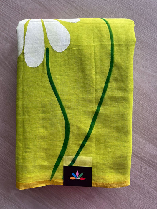 Hand Brush Printed Feather Light Mul Cotton Saree - 28454-28455