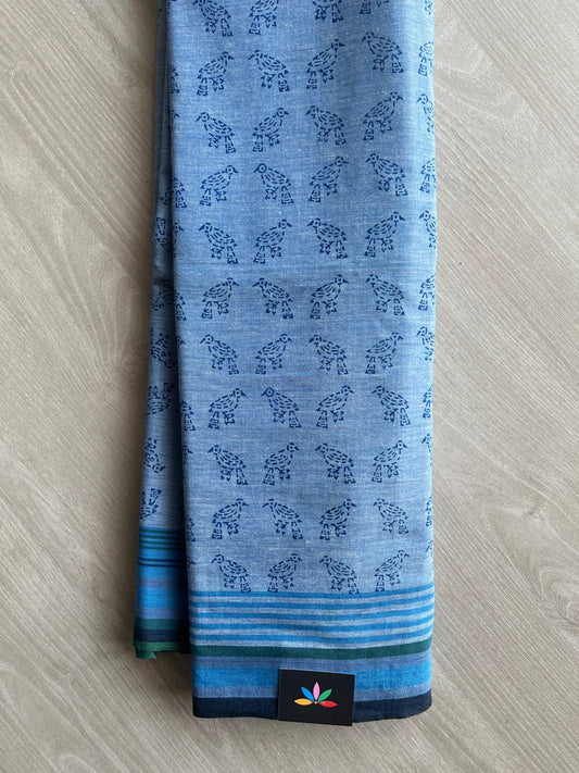 Handblock Printed Handloom Cotton Saree (without blouse)- 28456