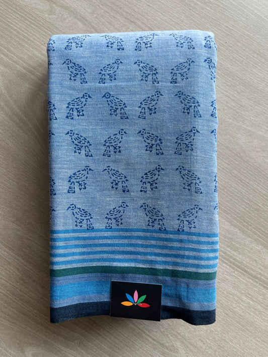 Handblock Printed Handloom Cotton Saree (without blouse)- 28456
