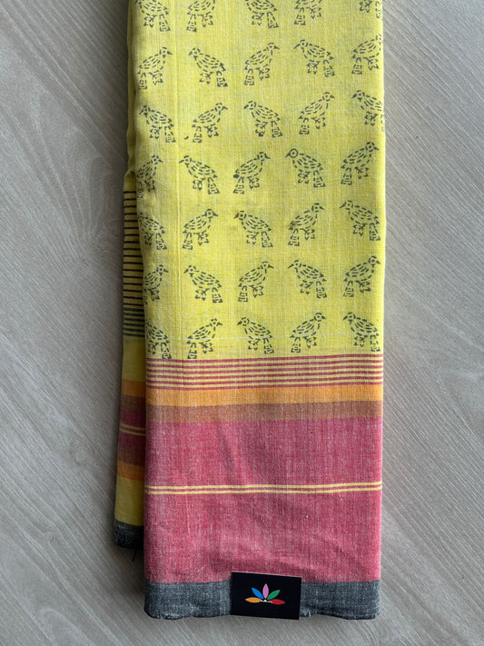 Handblock Printed Handloom Cotton Saree (without blouse)- 28458