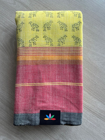 Handblock Printed Handloom Cotton Saree (without blouse)- 28458