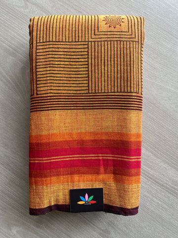 Handblock Printed Handloom Cotton Saree (without blouse)- 28459