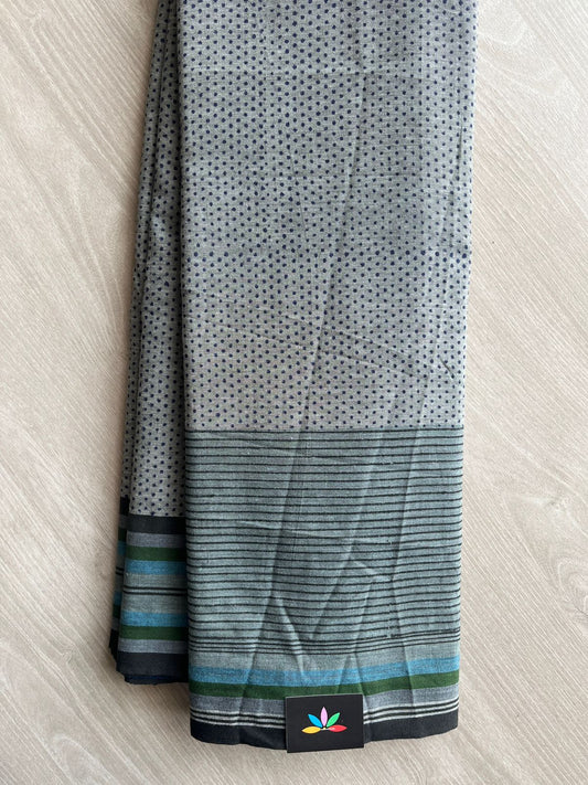 Handblock Printed Handloom Cotton Saree (without blouse)- 28461