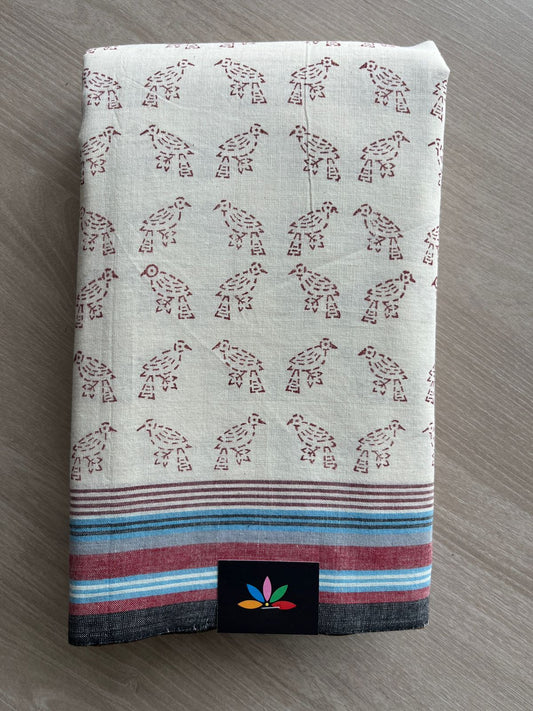 Handblock Printed Handloom Cotton Saree (without blouse)- 28462