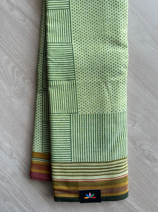Handblock Printed Handloom Cotton Saree (without blouse)- 28464