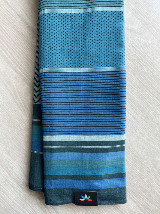 Handblock Printed Handloom Cotton Saree (without blouse)- 28465