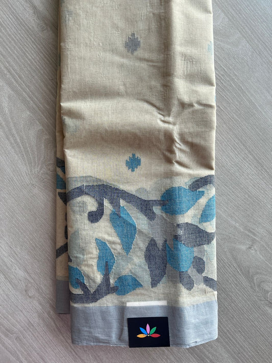 Handwoven Fine Jamdani Cotton Saree (Starched)(Without blouse)- 28518