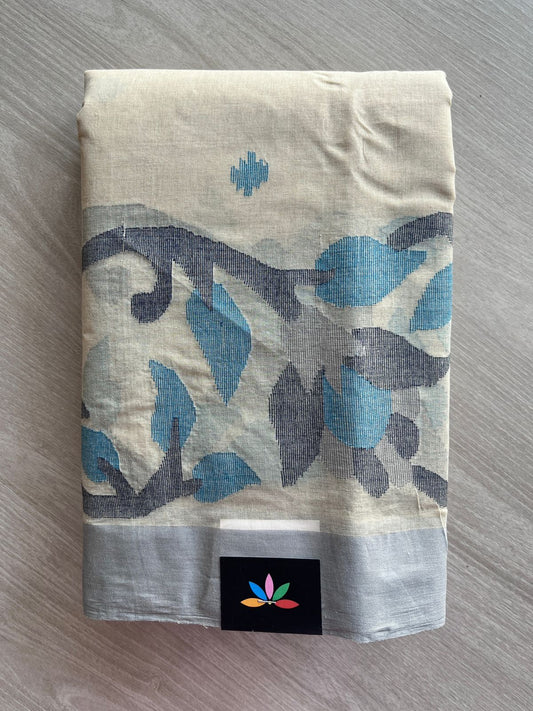 Handwoven Fine Jamdani Cotton Saree (Starched)(Without blouse)- 28518