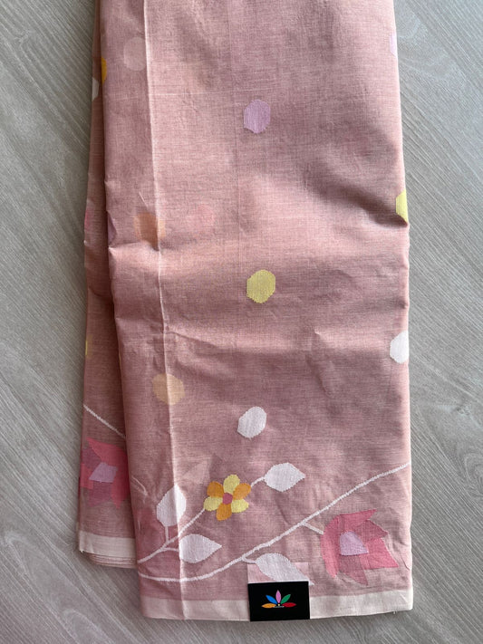 Handwoven Fine Jamdani Cotton Saree (Starched)- 28519