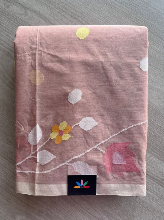 Handwoven Fine Jamdani Cotton Saree (Starched)- 28519