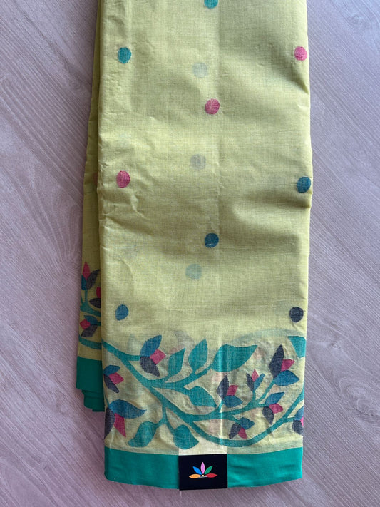 Handwoven Fine Jamdani Cotton Saree (Starched)- 28521