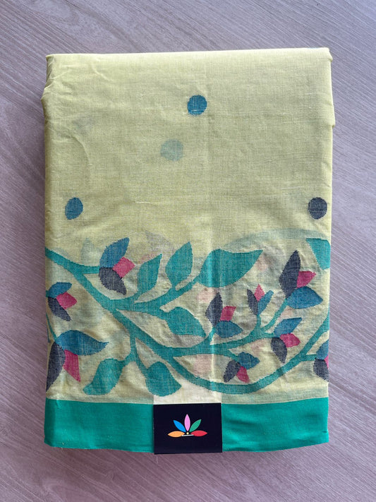 Handwoven Fine Jamdani Cotton Saree (Starched)- 28521